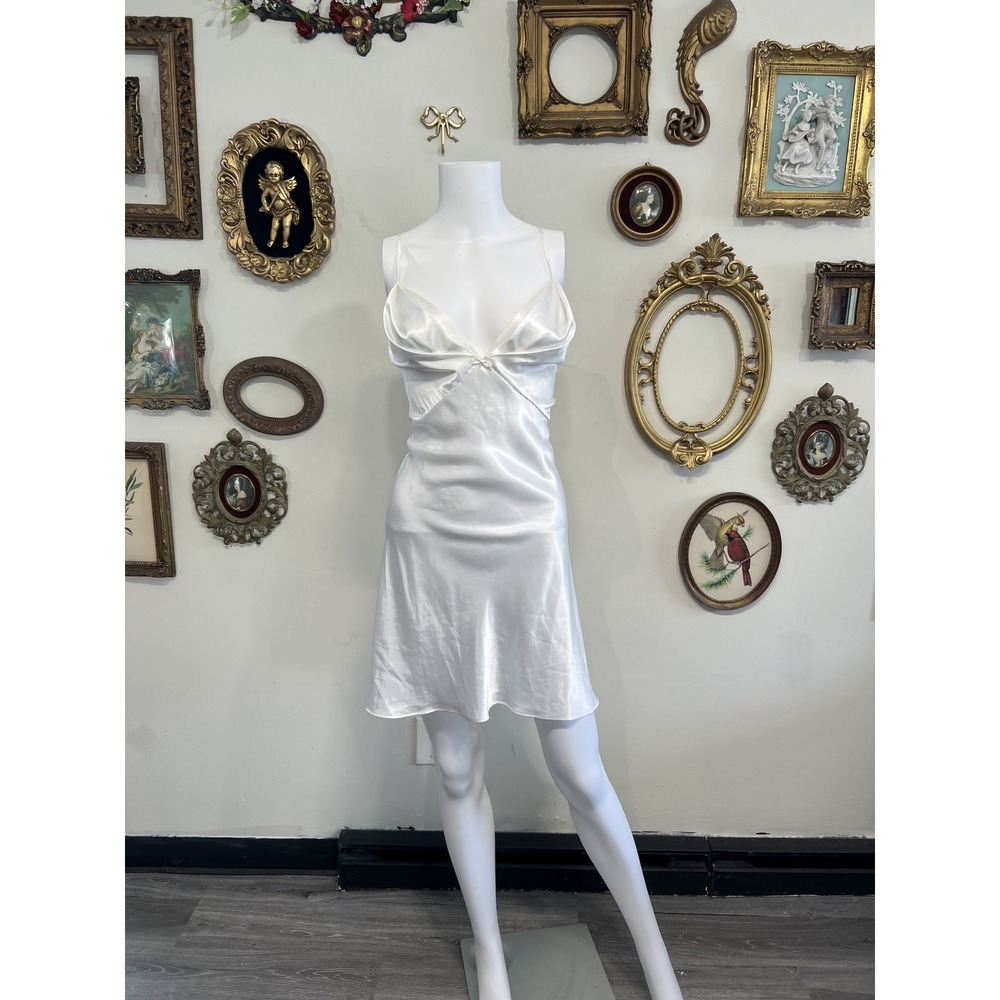 Vintage Val Mode White Satin Lingerie Slip Dress Size XL